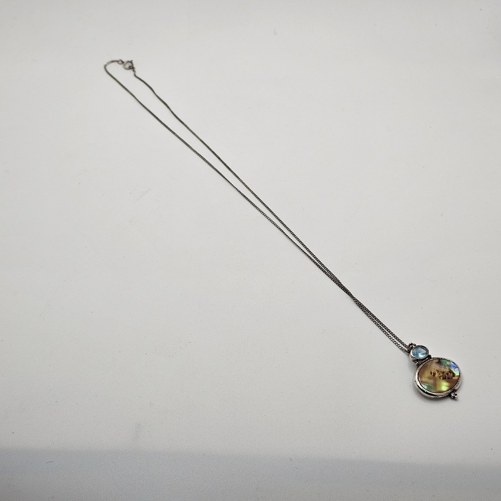 Sterling Silver Necklace Fine Jewelry 17.5" Chain Abalone Shell Stamped 925